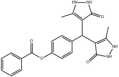 4-[bis(5-hydroxy-3-methyl-1H-pyrazol-4-yl)methyl]phenyl benzoate Struktur