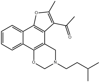 1-(3-isopentyl-6-methyl-3,4-dihydro-2H-furo[3,2:3,4]naphtho[2,1-e][1,3]oxazin-5-yl)ethan-1-one Struktur