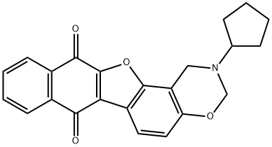 2-cyclopentyl-2,3-dihydro-1H-naphtho[2,3:2,3]benzofuro[7,6-e][1,3]oxazine-7,12-dione Struktur