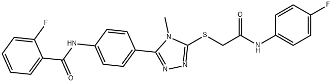 2-fluoro-N-[4-(5-{[2-(4-fluoroanilino)-2-oxoethyl]sulfanyl}-4-methyl-4H-1,2,4-triazol-3-yl)phenyl]benzamide Struktur