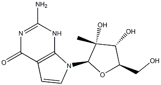 2-Amino-1,7-dihydro-7-(2-C-methyl-beta-D-ribofuranosyl)-4H-pyrrolo[2,3-d]pyrimidin-4-one Struktur