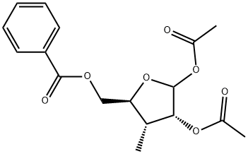 1,2-Di-O-acetyl-5-O-benzoyl-3-deoxy-3-C-Methyl-D-ribofuranose Struktur