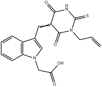 {3-[(1-allyl-4,6-dioxo-2-thioxotetrahydro-5(2H)-pyrimidinylidene)methyl]-1H-indol-1-yl}acetic acid Struktur