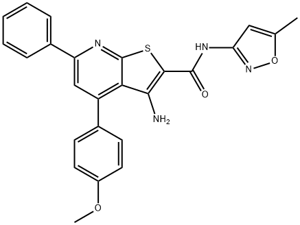 3-amino-4-(4-methoxyphenyl)-N-(5-methyl-3-isoxazolyl)-6-phenylthieno[2,3-b]pyridine-2-carboxamide Struktur