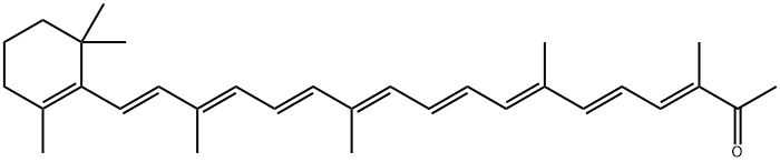 (3E,5E,7E,9E,11E,13E,15E,17E)-3,7,12,16-Tetramethyl-18-(2,6,6-trimethyl-1-cyclohexen-1-yl)-3,5,7,9,11,13,15,17-octadecaocten-2-one Struktur