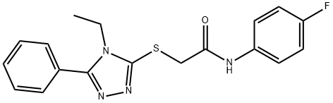 2-[(4-ethyl-5-phenyl-4H-1,2,4-triazol-3-yl)sulfanyl]-N-(4-fluorophenyl)acetamide Struktur