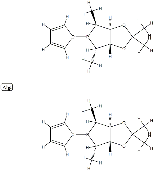 1,1-Bis[(2S,3S,4S,5S)-2,5-dimethyl-3,4-O-isopropylidene-3,4-dihydroxyphospholanyl]ferrocene Struktur