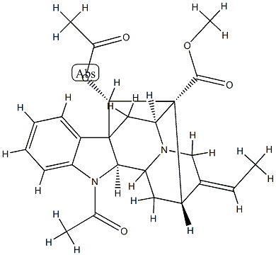 (2α,17S,19E)-1-Acetyl-19,20-didehydro-1-demethyl-17-(acetyloxy)ajmalan-16-carboxylic acid methyl ester Struktur