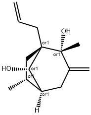 Bicyclo[3.2.1]octane-2,8-diol, 2,6-dimethyl-3-methylene-1-(2-propenyl)-, (1R,2R,5S,6R,8S)-rel- (9CI) Struktur