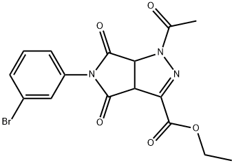 ethyl 1-acetyl-5-(3-bromophenyl)-4,6-dioxo-1,3a,4,5,6,6a-hexahydropyrrolo[3,4-c]pyrazole-3-carboxylate Struktur