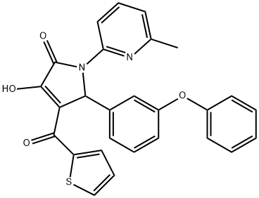 3-hydroxy-1-(6-methyl-2-pyridinyl)-5-(3-phenoxyphenyl)-4-(2-thienylcarbonyl)-1,5-dihydro-2H-pyrrol-2-one Struktur