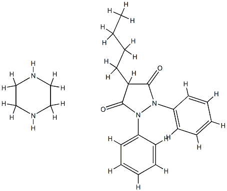 4-butyl-1,2-diphenylpyrazolidine-3,5-dione, compound with piperazine (1:1)  Struktur