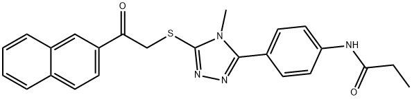 N-[4-(4-methyl-5-{[2-(2-naphthyl)-2-oxoethyl]sulfanyl}-4H-1,2,4-triazol-3-yl)phenyl]propanamide Struktur