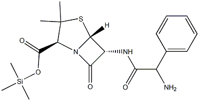 6α-[(R)-Phenyl(amino)acetylamino]penicillanic acid trimethylsilyl ester Struktur