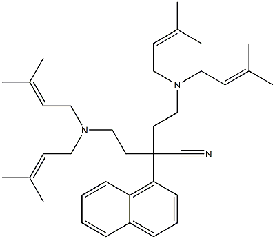 α,α-Bis[2-[bis(3-methyl-2-butenyl)amino]ethyl]-1-naphthaleneacetonitrile Struktur