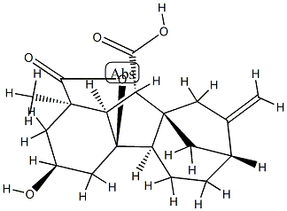 3α,4aα-Dihydroxy-1β-methyl-8-methylenegibbane-1α,10β-dicarboxylic acid 1,4a-lactone Struktur