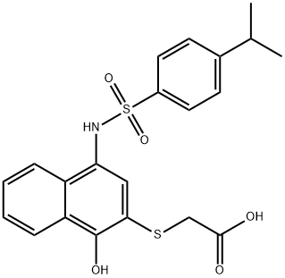 [(1-hydroxy-4-{[(4-isopropylphenyl)sulfonyl]amino}-2-naphthyl)sulfanyl]acetic acid Struktur