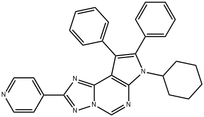 7-cyclohexyl-8,9-diphenyl-2-pyridin-4-yl-7H-pyrrolo[3,2-e][1,2,4]triazolo[1,5-c]pyrimidine Struktur