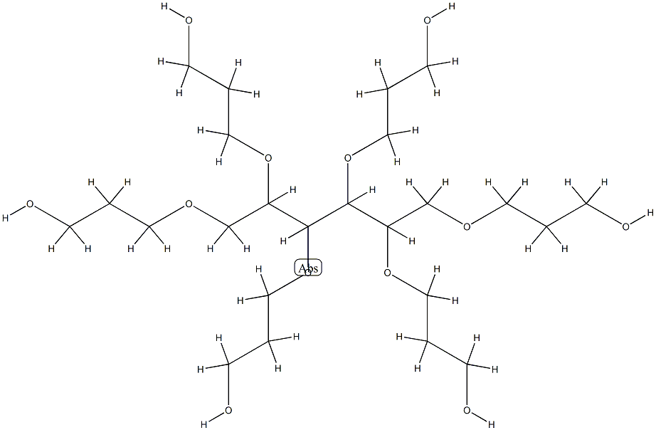 Polyoxy(methyl-1,2-ethanediyl), .alpha.-hydro-.omega.-hydroxy-, ether with D-glucitol (6:1) Struktur