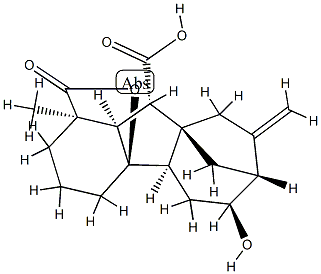 4aα,6α-Dihydroxy-1-methyl-8-methylenegibbane-1α,10β-dicarboxylic acid 1,4a-lactone Struktur