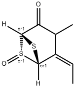 6,7-Dithiabicyclo[3.1.1]heptan-2-one,4-ethylidene-3-methyl-,6-oxide,(1R,4Z,5S,6S)-rel-(9CI) Struktur