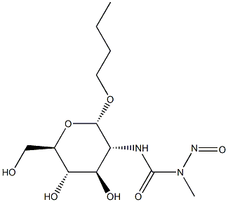 Butyl 2-deoxy-2-(3-methyl-3-nitrosoureido)-α-D-glucopyranoside Struktur