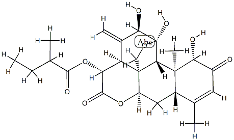 11β,20-Epoxy-1β,11α,12α-trihydroxy-15β-(2-methyl-1-oxobutoxy)picrasa-3,13(21)-diene-2,16-dione Struktur