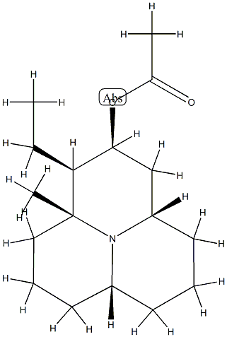 (1R,3aβ,6aβ)-Dodecahydro-1-ethyl-9aβ-methylpyrido[2,1,6-de]quinolizin-2β-ol acetate Struktur