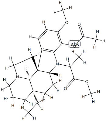 17-Acetoxy-16-methoxy-α-methylaspidospermidine-1-acetic acid methyl ester Struktur