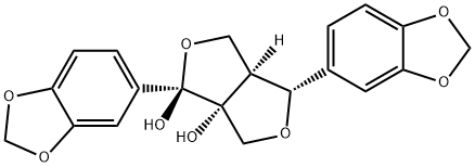 (1S,3aα)-1,4α-Bis(1,3-benzodioxol-5-yl)tetrahydro-1H,3H-furo[3,4-c]furan-1,6aα-diol Struktur