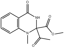 2-Acetyl-1,2,3,4-tetrahydro-1-methyl-4-oxo-2-quinazolinecarboxylic acid methyl ester Struktur