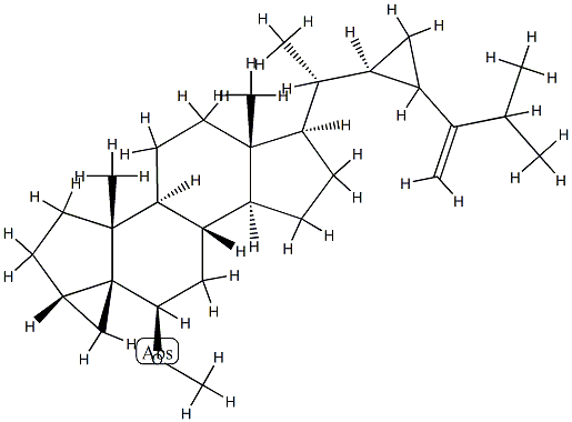 6β-Methoxy-3β,5α-cyclo-33-norgorgost-24(28)-ene Struktur