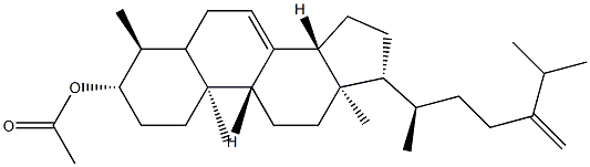 Ergosta-7,24(28)-dien-3-ol, 4-methyl-, acetate, (3beta,4alpha)- Struktur