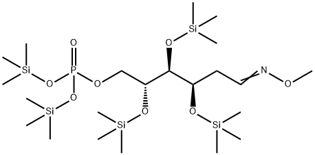 3-O,4-O,5-O-Tris(trimethylsilyl)-6-O-[bis(trimethylsilyloxy)phosphinyl]-2-deoxy-D-arabino-hexose O-methyl oxime Struktur