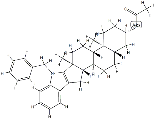 3β-Acetyloxy-1'-phenylmethyl-1'H-5α-androst-16-eno[17,16-b]indole Struktur