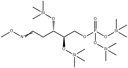 3-O,4-O-Bis(trimethylsilyl)-1-deoxo-1-(methoxyimino)-2-deoxy-D-erythro-pentose 5-[phosphoric acid bis(trimethylsilyl)] ester Struktur