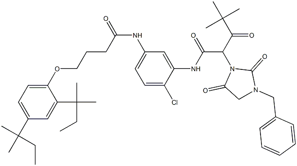 N-[5-[[4-[2,4-bis(1,1-dimethylpropyl)phenoxy]-1-oxobutyl]amino]-2-chlorophenyl]-.alpha.-(2,2-dimeth1-Imidazolidineacetamide Struktur