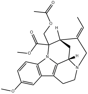 (19E)-17-Acetyloxy-19,20-didehydro-10-methoxy-1,16-cyclocorynan-16-carboxylic acid methyl ester Struktur