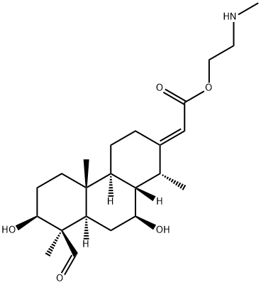 [(1R,2E,4aβ,8R,8aβ,10aα)-Tetradecahydro-8-formyl-7α,10α-dihydroxy-1,4bα,8-trimethylphenanthren-2-ylidene]acetic acid 2-(methylamino)ethyl ester Struktur