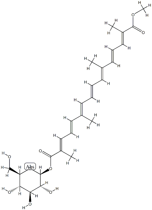 8,8'-Diapo-ψ,ψ-carotene-8,8'-dioic acid 8-methyl 8'-β-D-glucopyranosyl ester Struktur