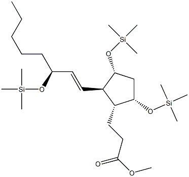 (1R)-3α,5α-Bis[(trimethylsilyl)oxy]-2β-[(1E,3S)-3-(trimethylsilyl)oxy-1-octenyl]-1α-cyclopentanepropanoic acid methyl ester Struktur