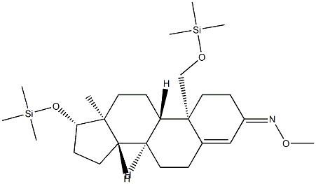 Androst-4-en-3-one, 17,19-bis[(trimethylsilyl)oxy]-, O-methyloxime, (1 7beta)- Struktur