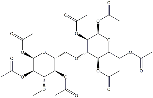 6-O-(1-O,2-O,4-O,6-O-Tetraacetyl-3-deoxy-α-D-glucopyranos-3-yl)-1-O,2-O,4-O-triacetyl-3-O-methyl-α-D-glucopyranose Struktur