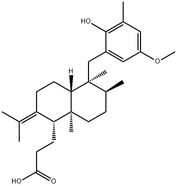 (1S,4aβ)-2-Isopropylidene-5β-(2-hydroxy-3-methyl-5-methoxybenzyl)-5,6β,8aα-trimethyldecahydronaphthalene-1-propionic acid Struktur