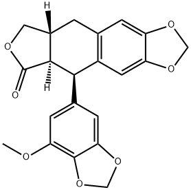 (5R,5aα)-5,8,8aβ,9-テトラヒドロ-5-(7-メトキシ-1,3-ベンゾジオキソール-5-イル)フロ[3',4':6,7]ナフト[2,3-d]-1,3-ジオキソール-6(5aH)-オン 化學(xué)構(gòu)造式