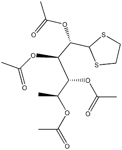 2-O,3-O,4-O,5-O-Tetraacetyl-6-deoxy-L-galactose 1,2-ethanediyl dithioacetal Struktur