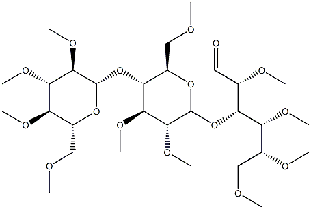 3-O-[4-O-(2-O,3-O,4-O,6-O-Tetramethyl-β-D-glucopyranosyl)-2-O,3-O,6-O-trimethyl-β-D-glucopyranosyl]-2-O,4-O,5-O,6-O-tetramethyl-D-glucose Struktur