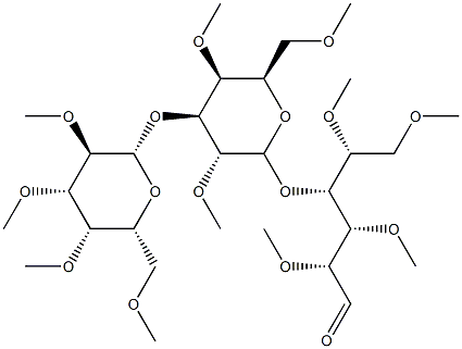 4-O-[3-O-(2-O,3-O,4-O,6-O-Tetramethyl-β-D-galactopyranosyl)-2-O,4-O,6-O-trimethyl-β-D-galactopyranosyl]-2-O,3-O,5-O,6-O-tetramethyl-D-glucose Struktur