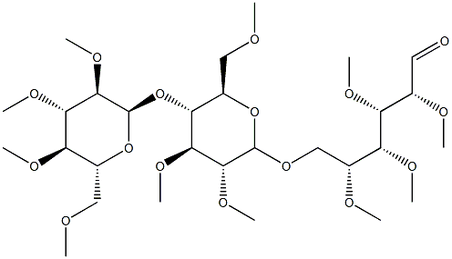 6-O-[4-O-(2-O,3-O,4-O,6-O-Tetramethyl-α-D-glucopyranosyl)-2-O,3-O,6-O-trimethyl-α-D-glucopyranosyl]-2-O,3-O,4-O,5-O-tetramethyl-D-glucose Struktur