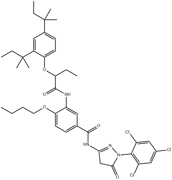 1-(2,4,6-Trichlorophenyl)-3-[3-[α-(2,4-di-tert-pentylphenoxy)butanoylamino]-4-butoxybenzoylamino]-2-pyrazolin-5-one Struktur